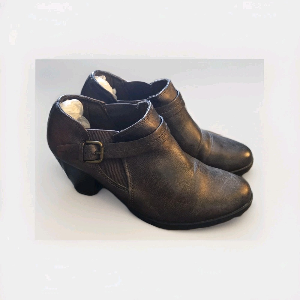 Canyon River Blues Brown Ankle Booties Women's Size 7‎ M Faux Leather Buckle...
